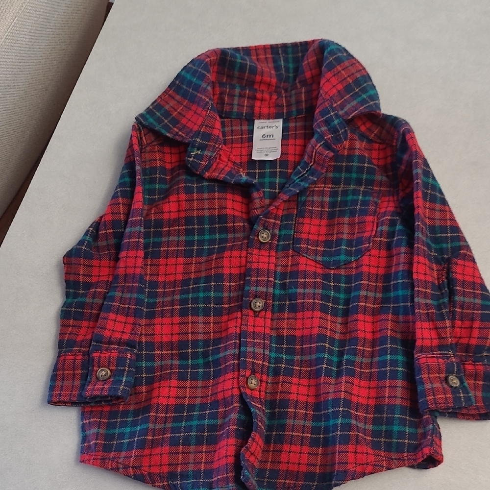 Plaid Kids Shirt - Red and Green